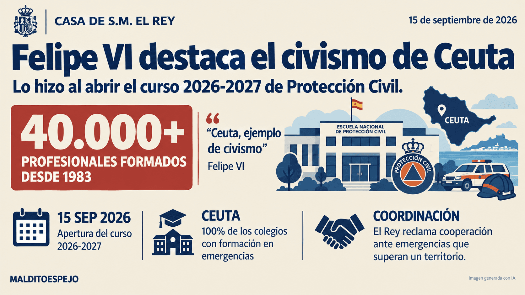 El Rey pone a los ceutíes como \"ejemplo de civismo\" en su primer discurso tras la crisis migratoria