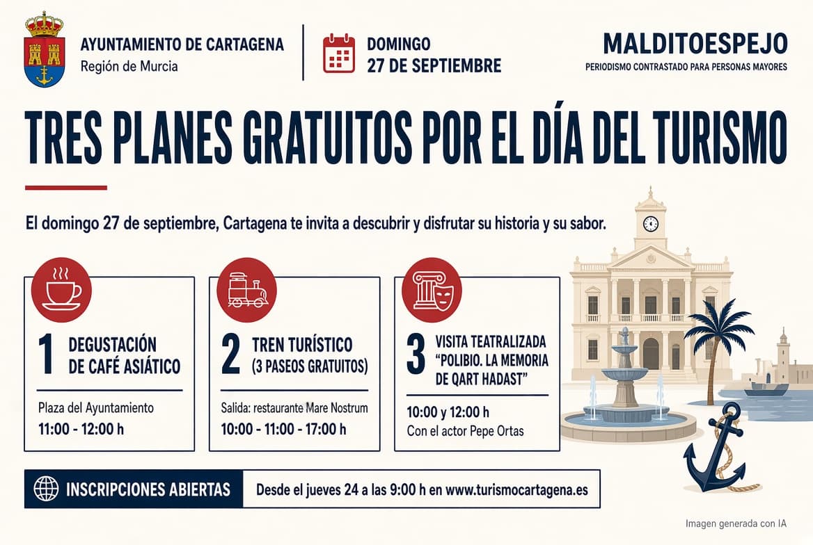 Tres planes gratuitos este domingo en Cartagena por el Día Internacional del Turismo