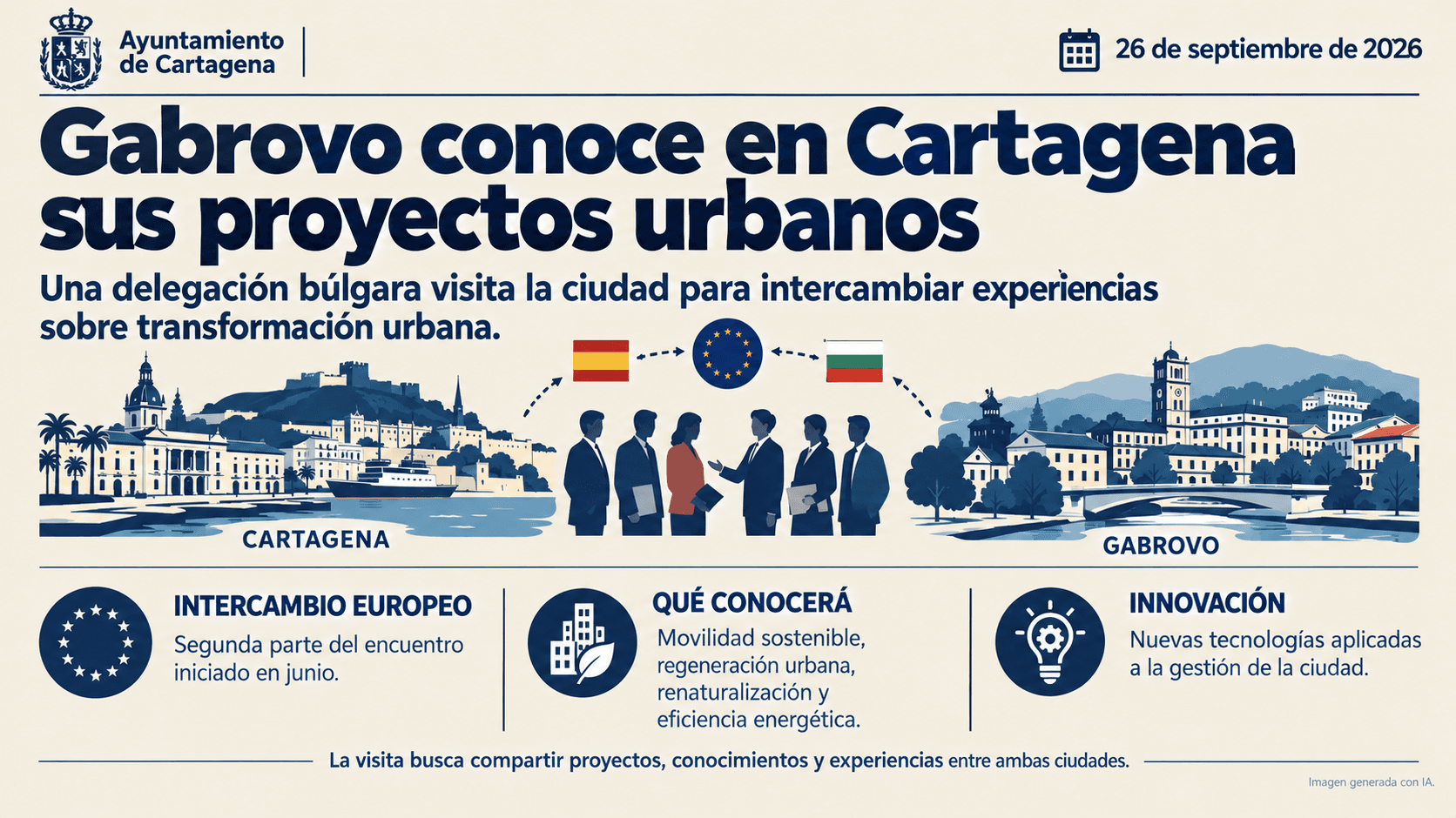 La ciudad búlgara de Gabrovo visita Cartagena para conocer los proyectos de transformación urbana