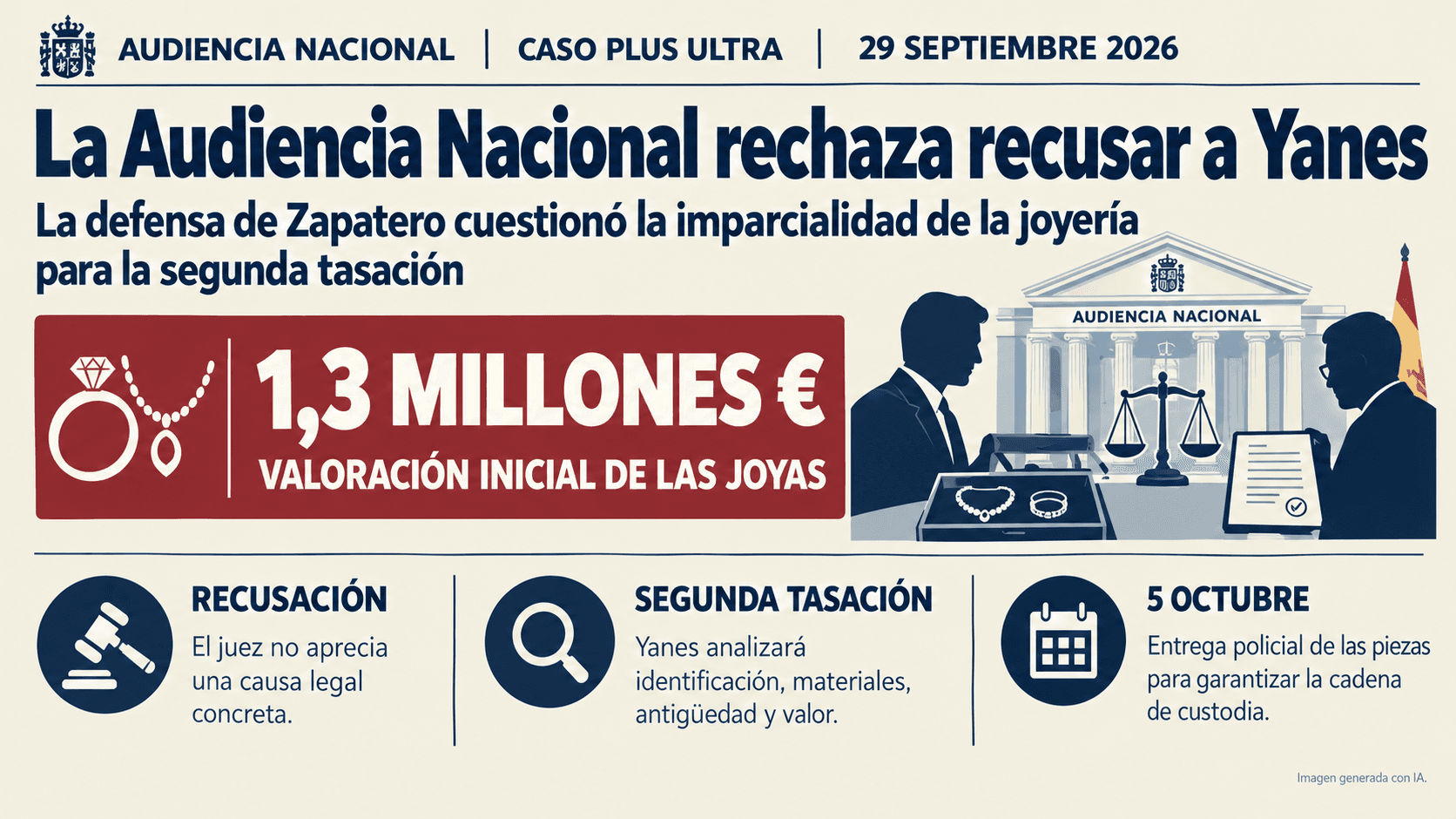 El juez del caso Plus Ultra inadmite la recusación de Zapatero a la Joyería Yanes