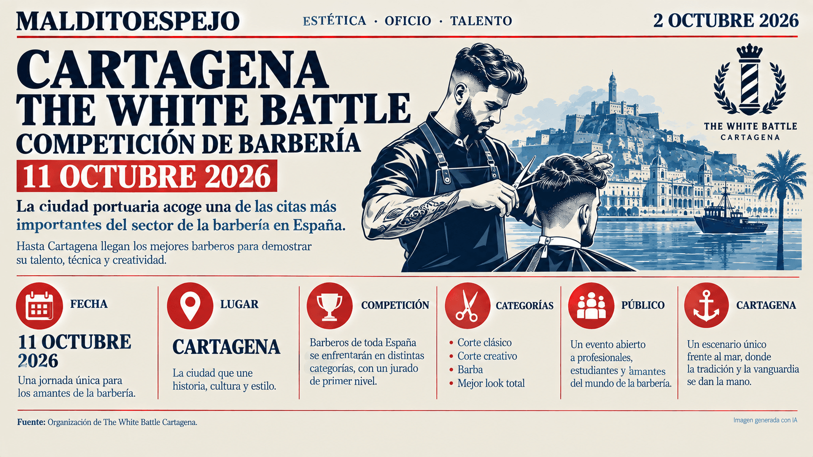Cartagena acoge The White Battle, una competición de barbería el 11 de octubre