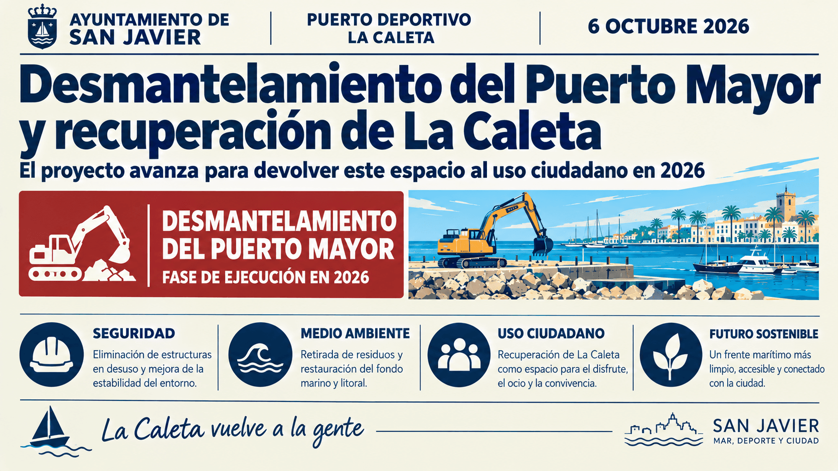 Comienzan los trabajos para desmantelar Puerto Mayor y recuperar la Caleta del Estacio