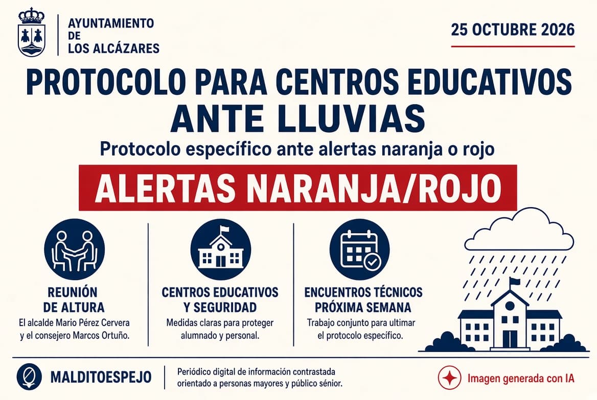 Los Alcázares y la Comunidad trabajarán en un protocolo específico para centros educativos ante alertas por lluvias