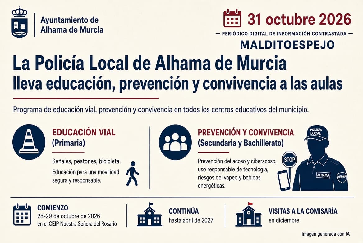 La Policía Local de Alhama de Murcia lleva educación vial y prevención a los centros educativos