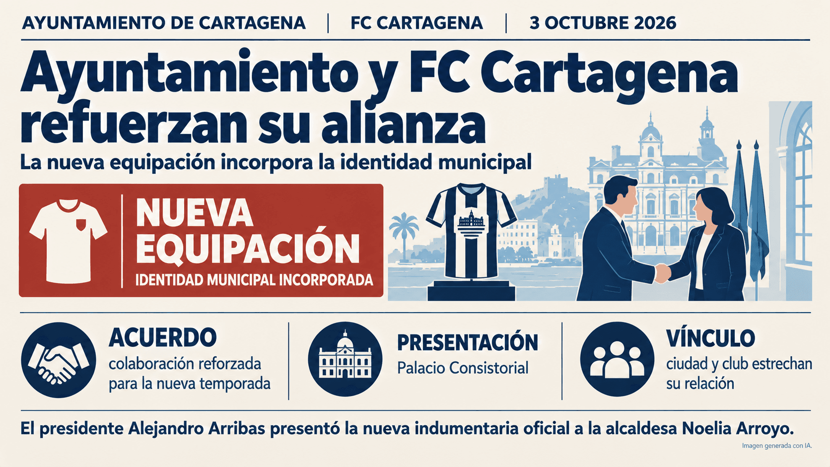 El Ayuntamiento y el FC Cartagena refuerzan su colaboración con la marca municipal en la equipación
