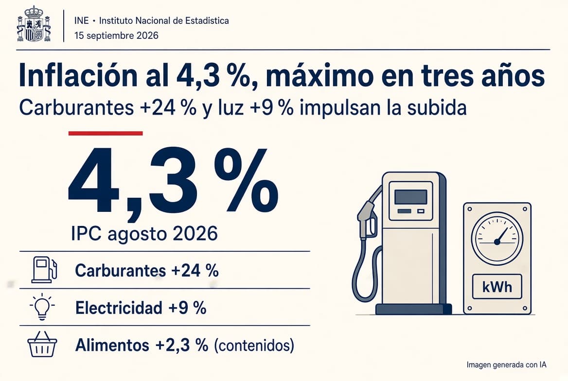 La inflación sube al 4,3% en agosto, la tasa más alta en tres años