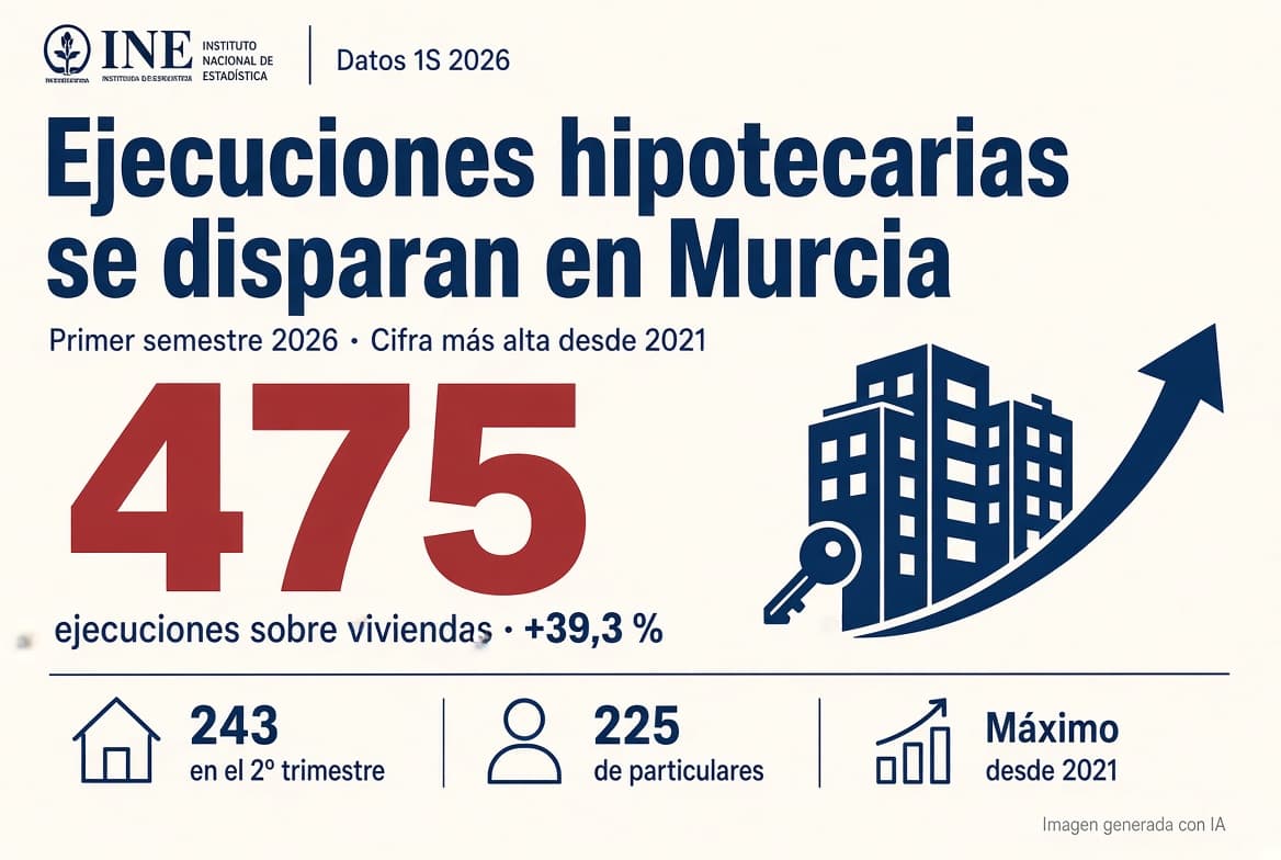 Las ejecuciones hipotecarias se disparan en el primer semestre en la Región