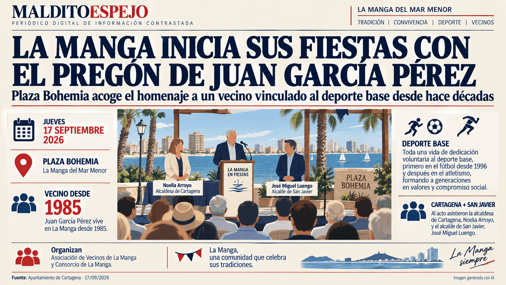 La Manga inicia sus fiestas con el pregón de Juan García Pérez