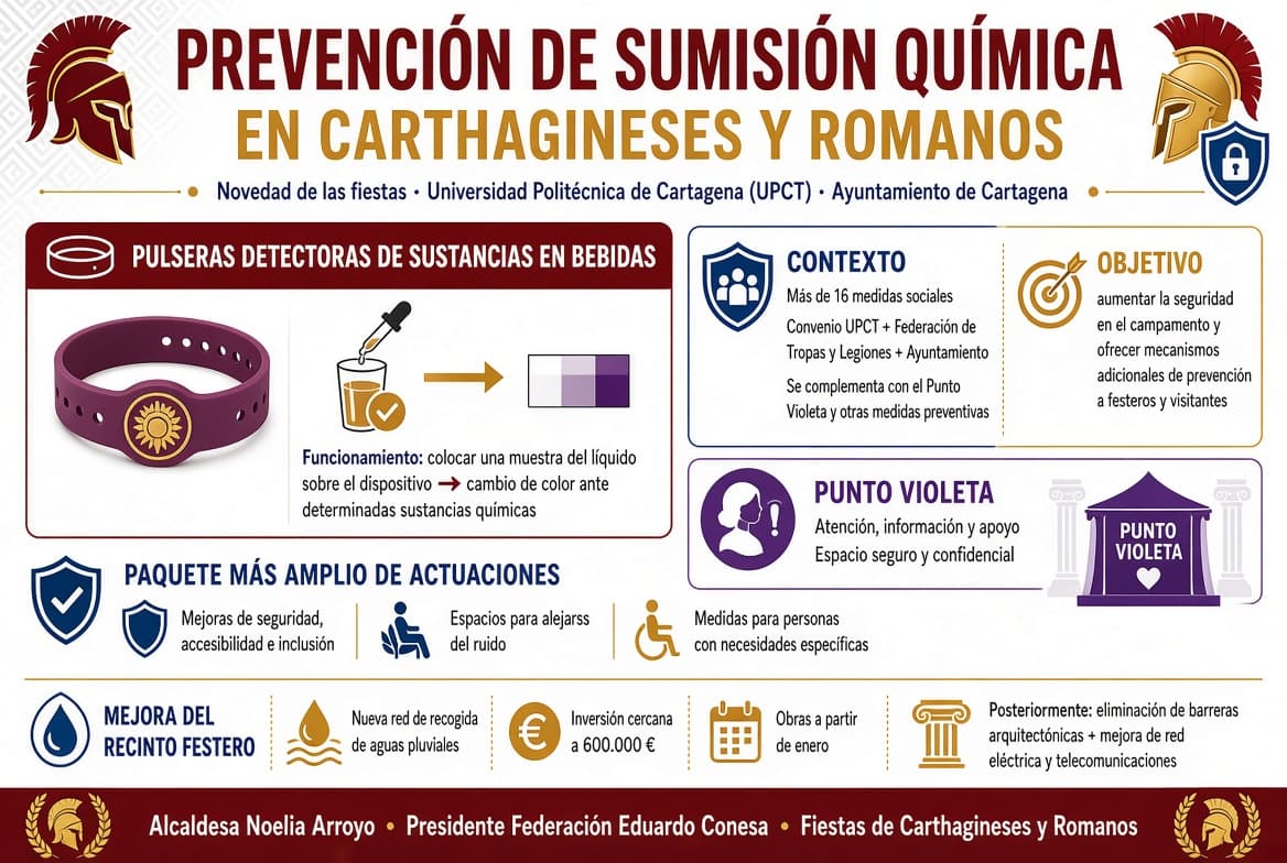 La UPCT repartirá pulseras para detectar la sumisión química en Carthagineses y Romanos