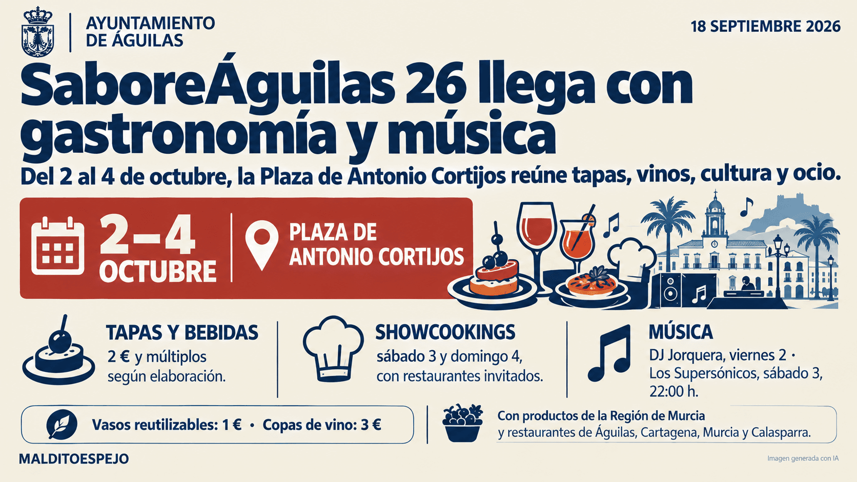 SaboreÁguilas 26 reunirá gastronomía, ocio, cultura y música del 2 al 4 de octubre