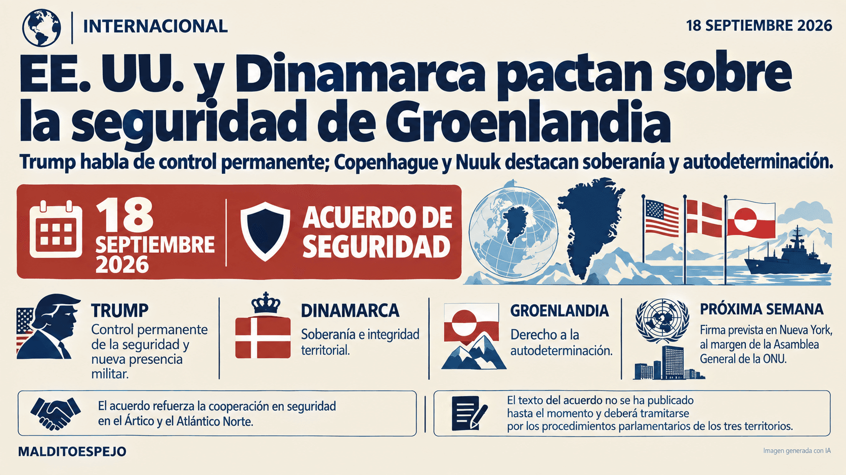 Trump anuncia un acuerdo con Dinamarca para el control permanente de la seguridad de Groenlandia