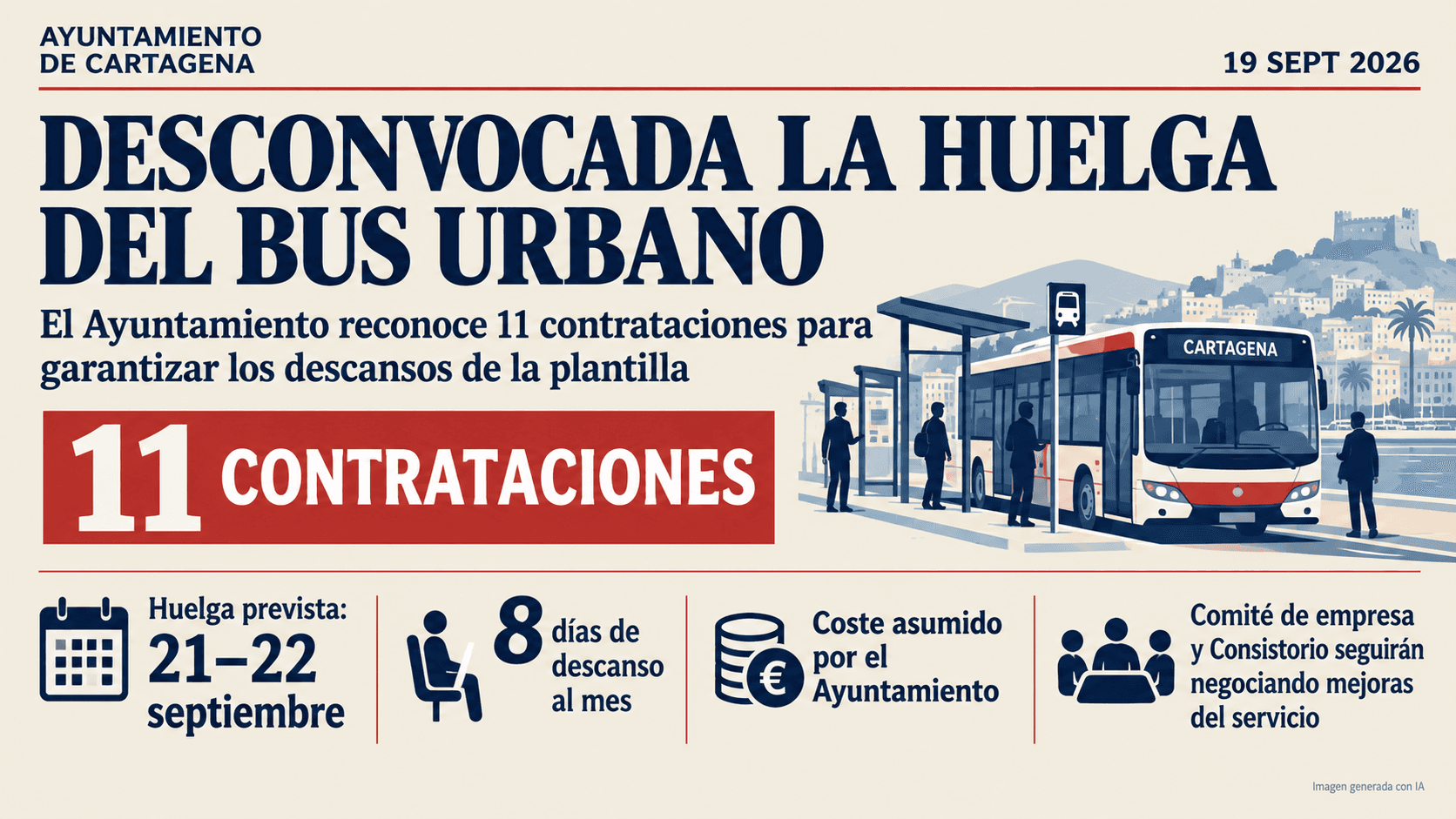 Desconvocada la huelga del transporte público urbano de Cartagena
