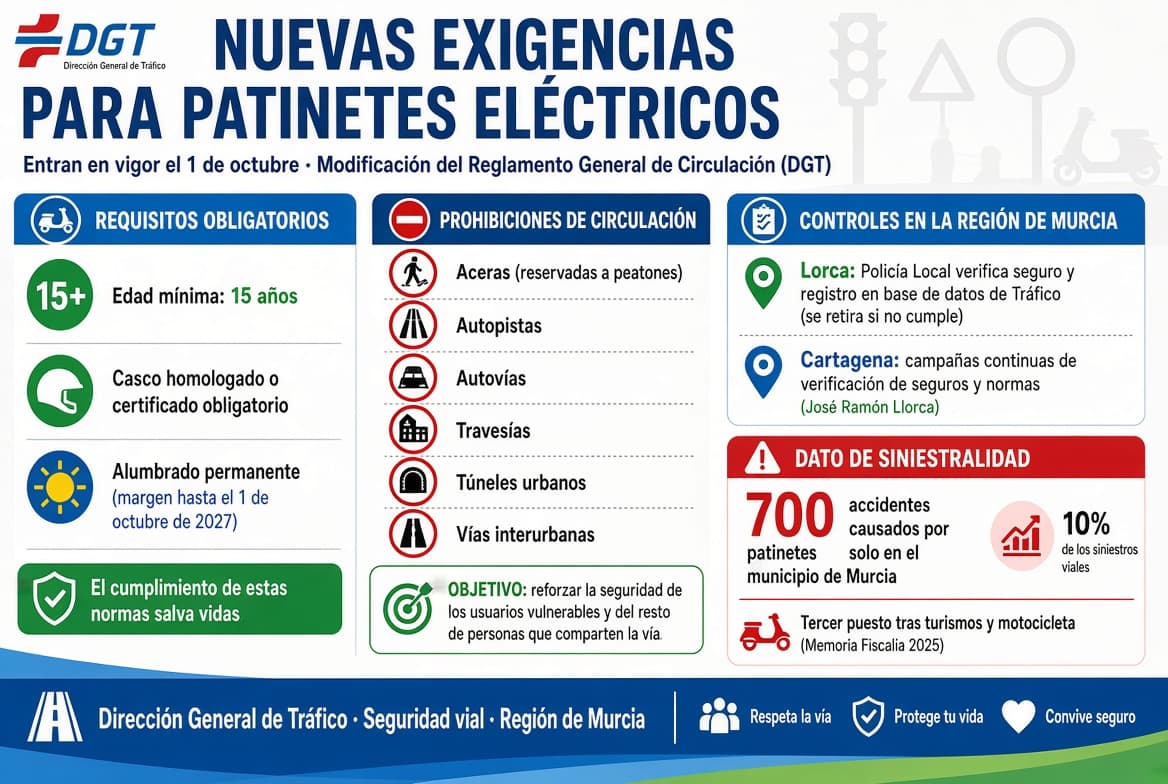 Las nuevas exigencias para moverse en patinete por la ciudad entran en vigor el 1 de octubre
