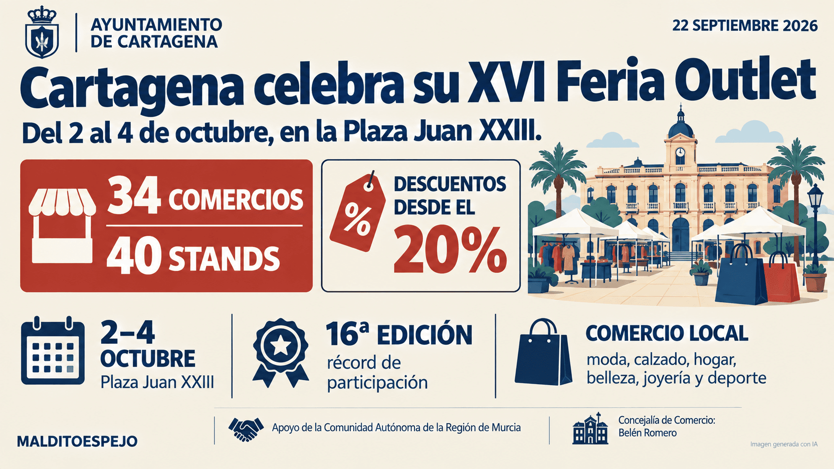 Cartagena celebra del 2 al 4 de octubre la XVI Feria Outlet con récord de 34 comercios