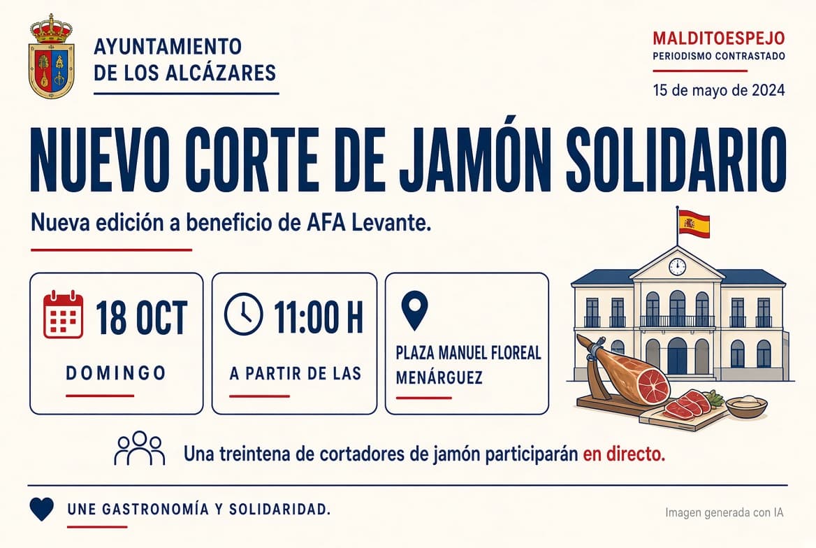 Los Alcázares celebra un nuevo Corte de Jamón Solidario a beneficio de AFA Levante