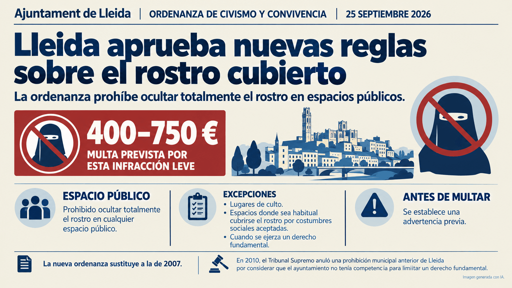 Lleida prohíbe el uso del burka y el niqab en los espacios públicos