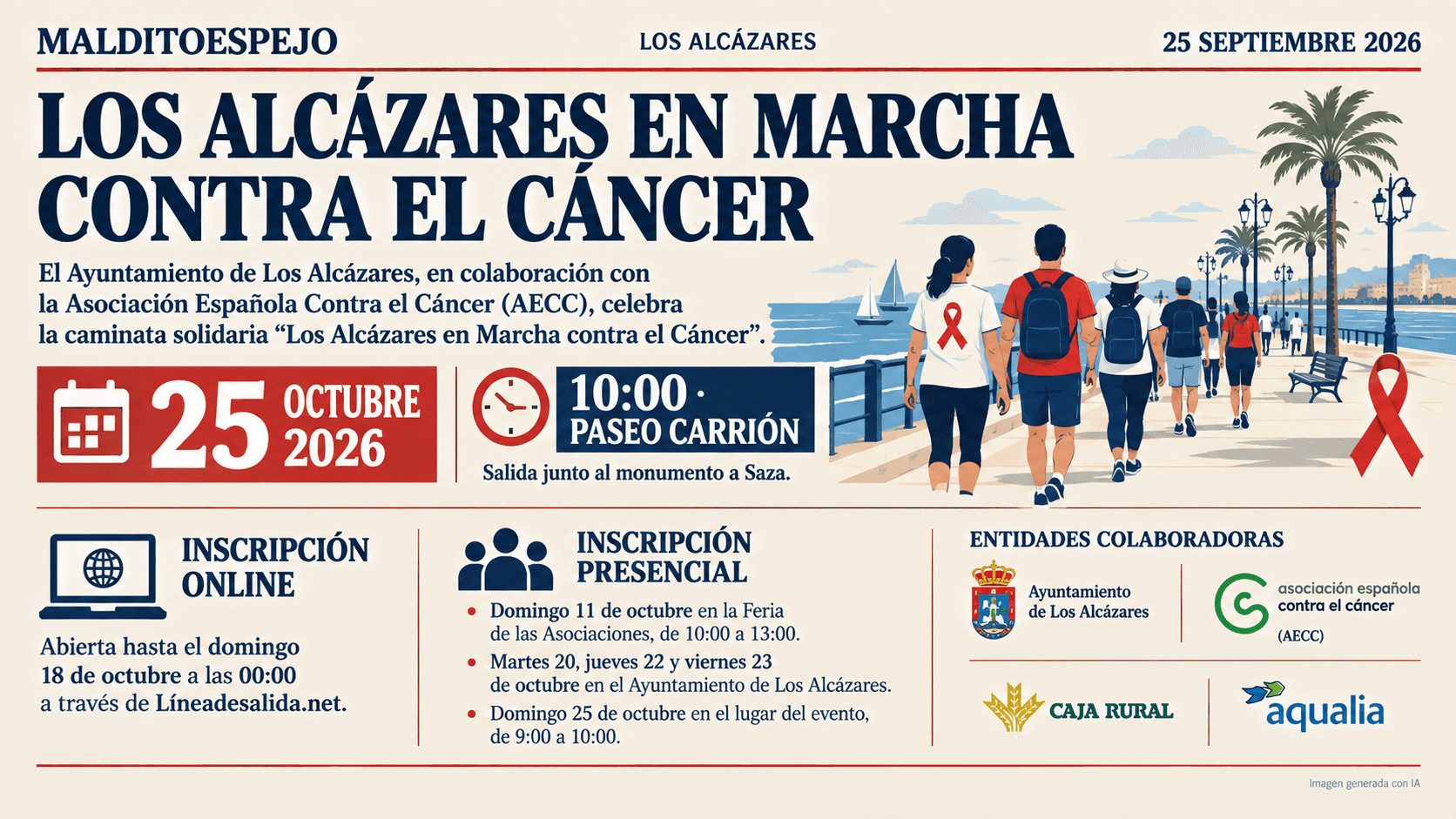 Los Alcázares organiza la marcha solidaria contra el cáncer el 25 de octubre