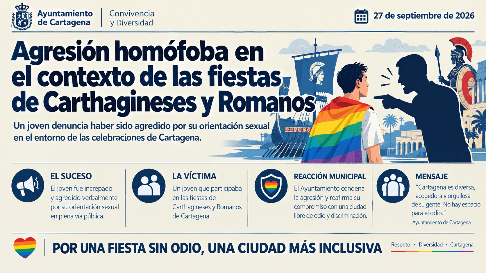 Denuncian una agresión homófoba durante las fiestas de Carthagineses y Romanos