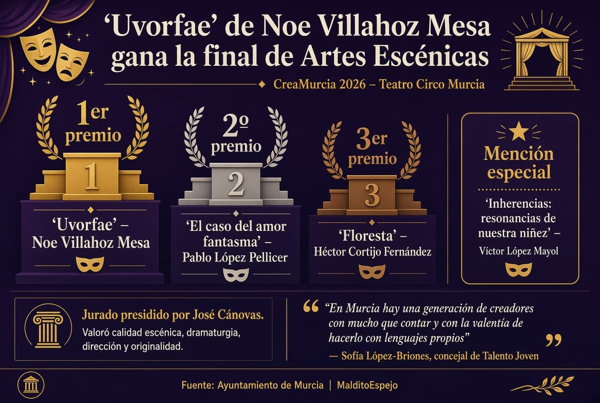 ‘Uvorfae’ de Noe Villahoz Mesa se proclama ganadora de la final de Artes Escénicas del CreaMurcia 2026
