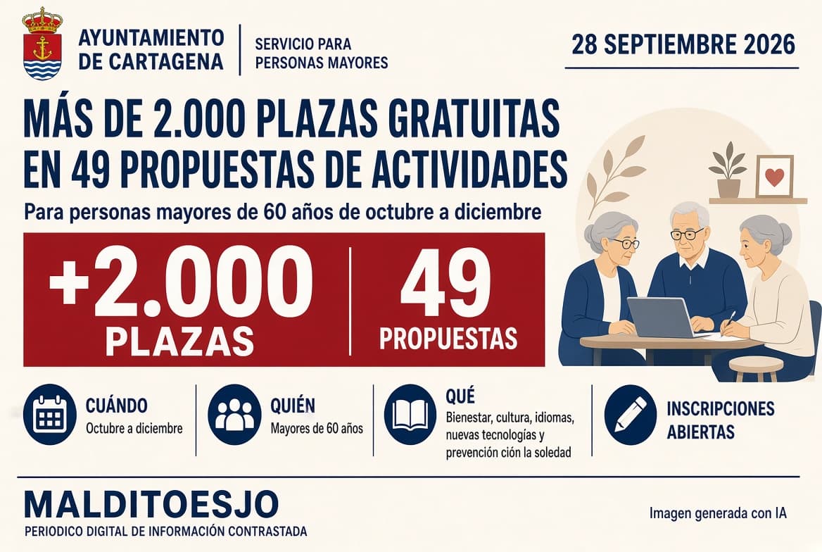 Cartagena ofrece más de 2.000 plazas gratuitas en actividades para mayores este otoño