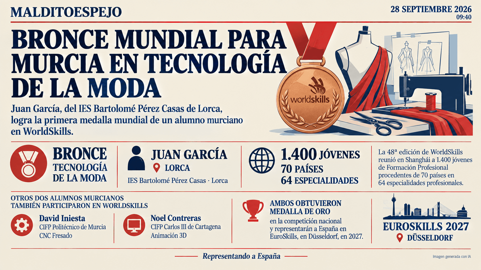 La Región logra la medalla de bronce en Tecnología de la Moda en WorldSkills Shanghái
