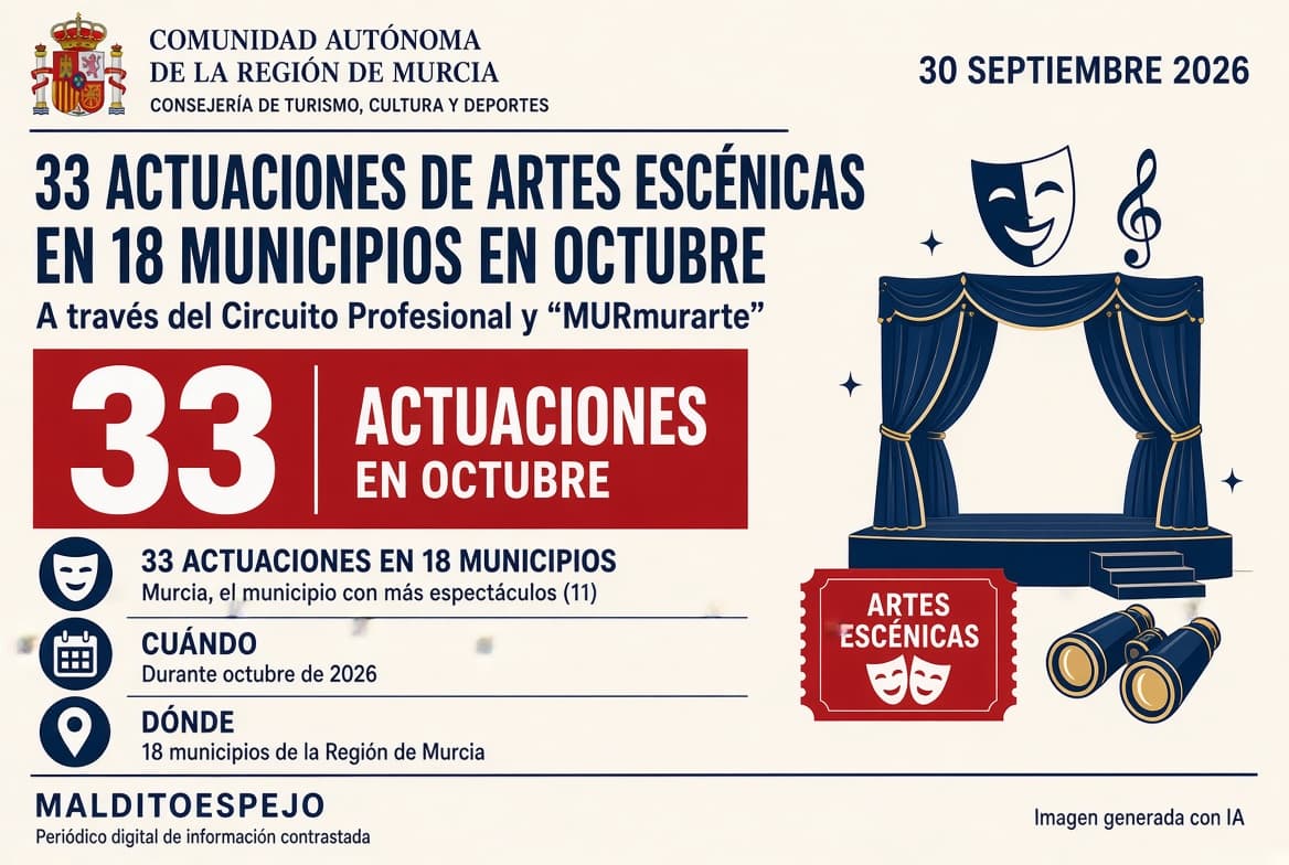 33 actuaciones de artes escénicas en 18 municipios de la Región en octubre