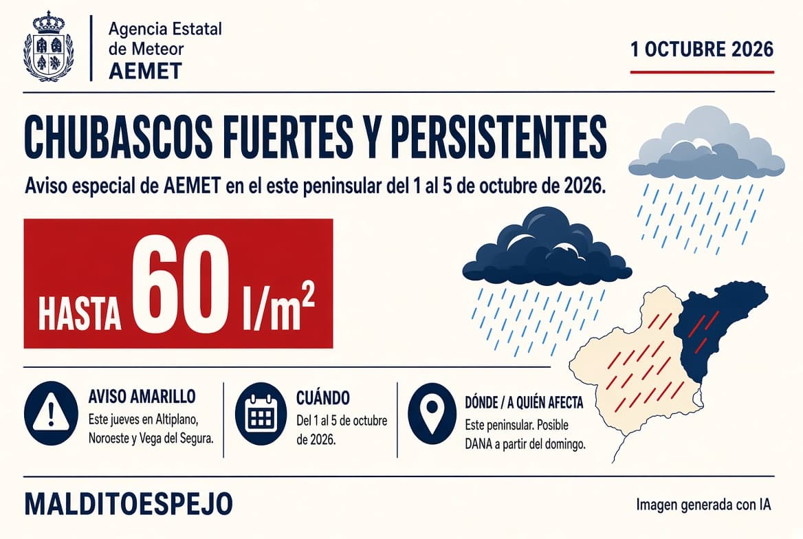 AEMET alerta de lluvias fuertes y posible DANA hasta el 5 de octubre