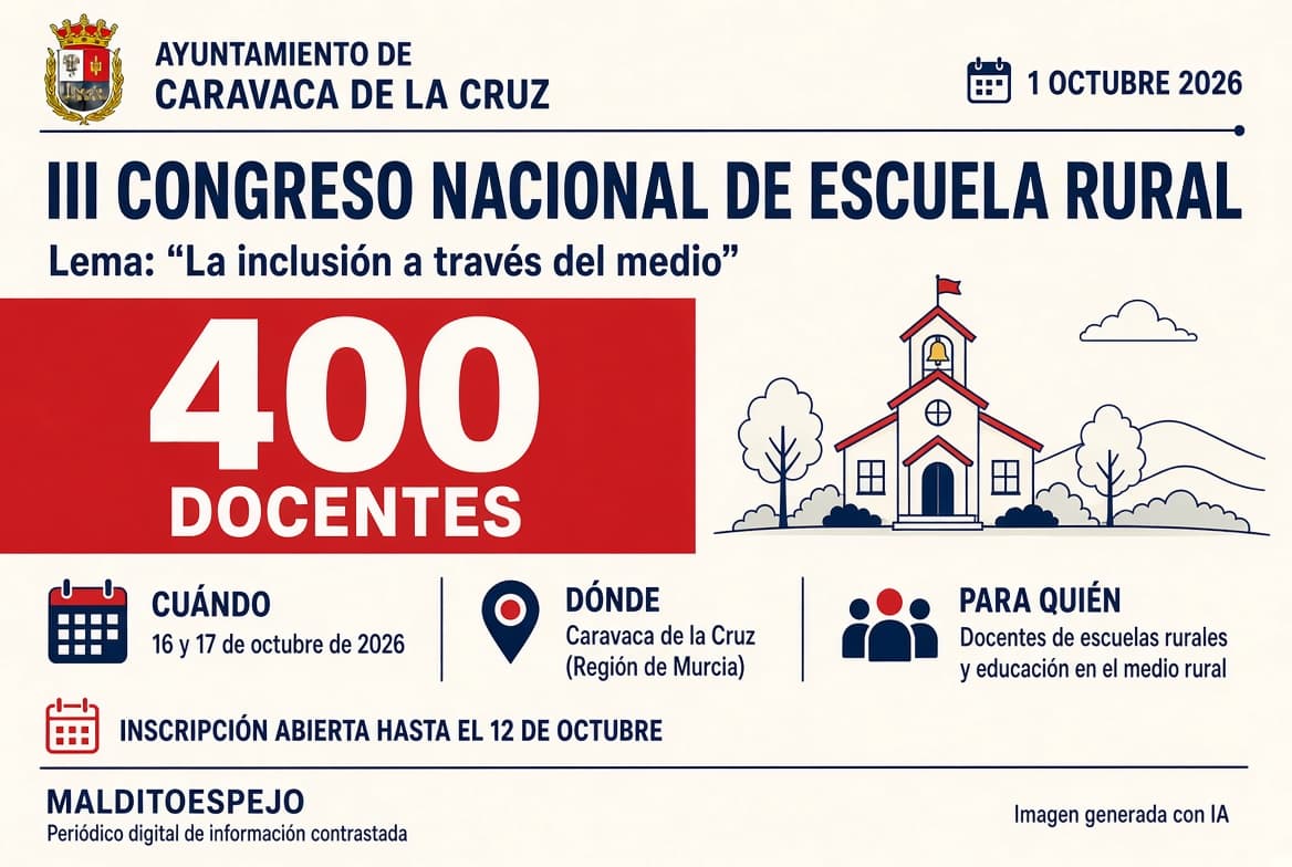 Caravaca acogerá el III Congreso Nacional de Escuela Rural los días 16 y 17 de octubre