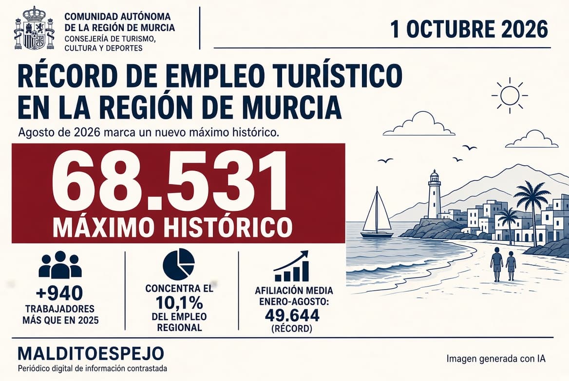 El empleo turístico alcanza un máximo histórico en agosto con 68.531 trabajadores