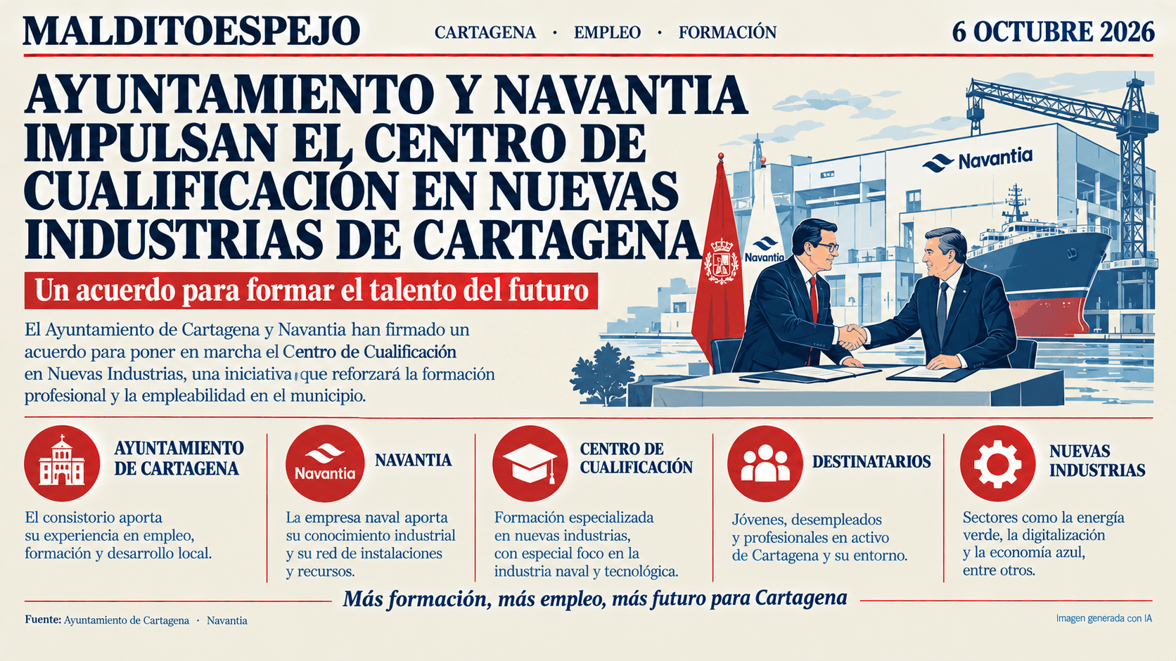 Cartagena y Navantia firman un acuerdo para crear un centro de formación industrial