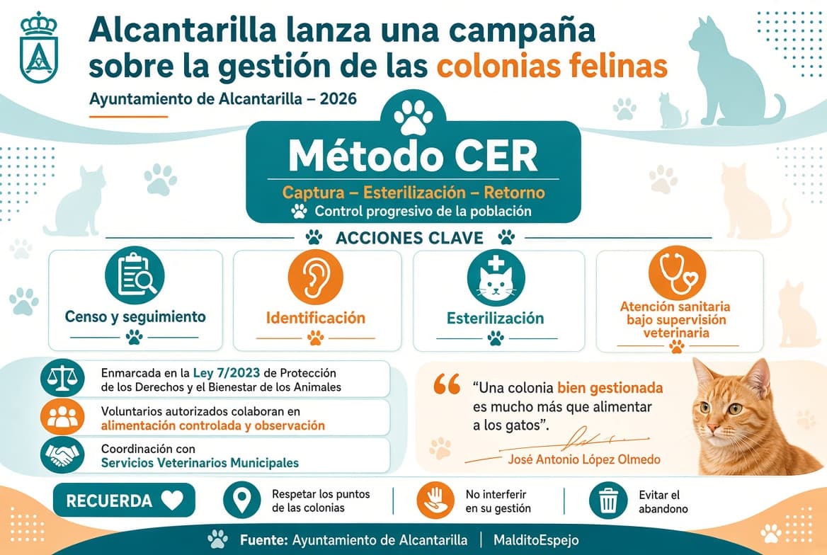Alcantarilla lanza una campaña para explicar la gestión de las colonias felinas