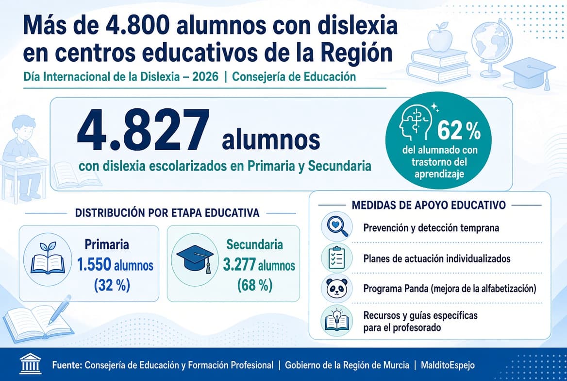 Más de 4.800 alumnos con dislexia estudian en centros educativos de la Región