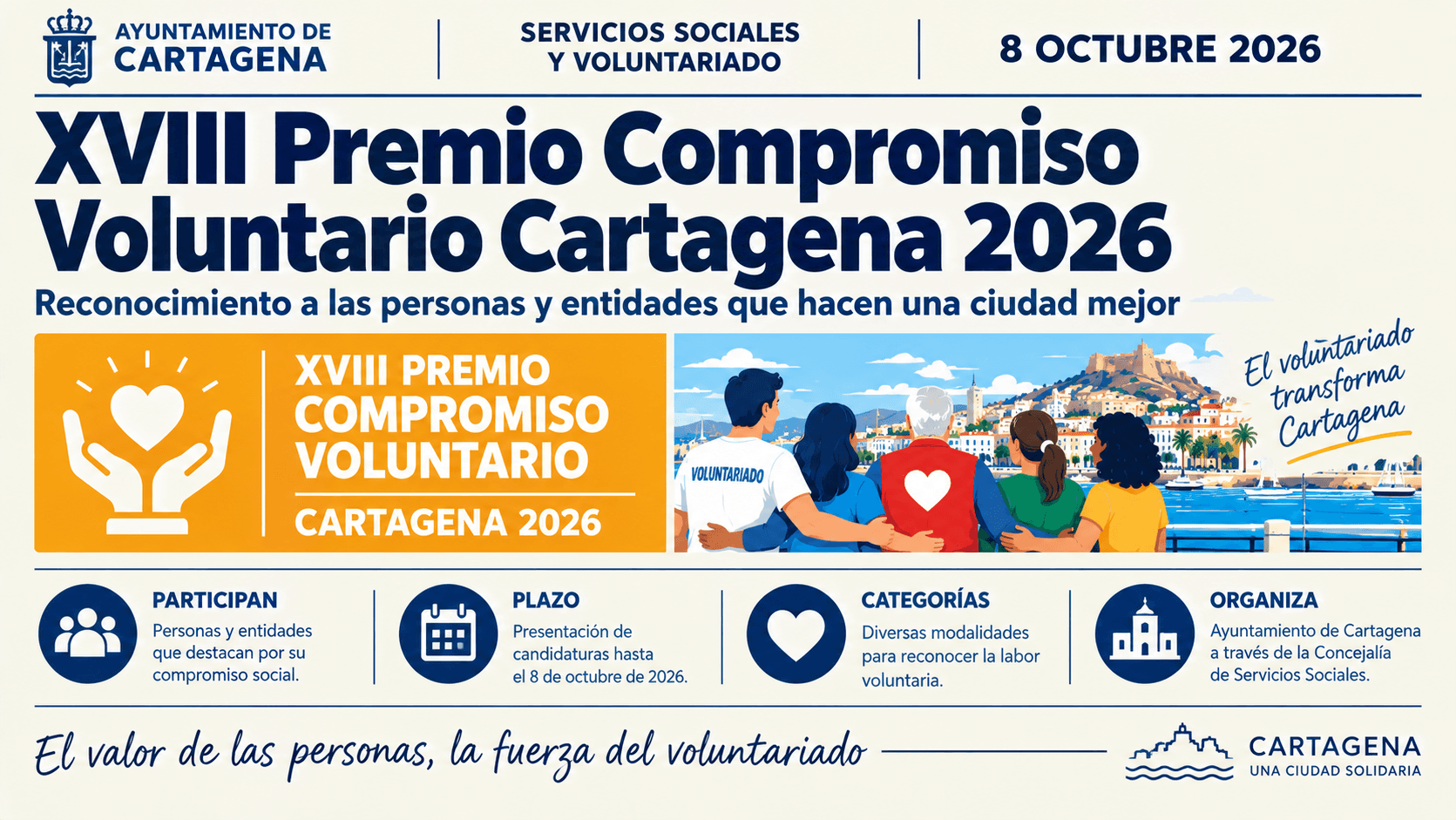 Abierto el plazo para el XVIII Premio al Compromiso Voluntario de Cartagena