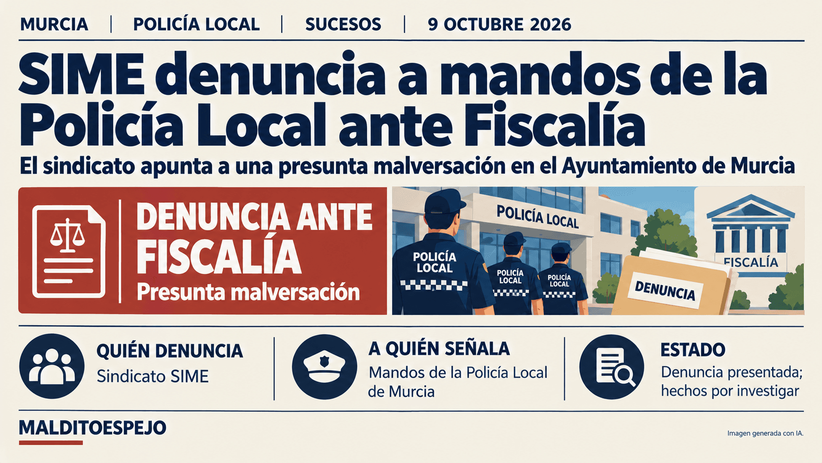 El SIME lleva a la Fiscalía a una decena de mandos de la Policía Local de Murcia por una supuesta malversación