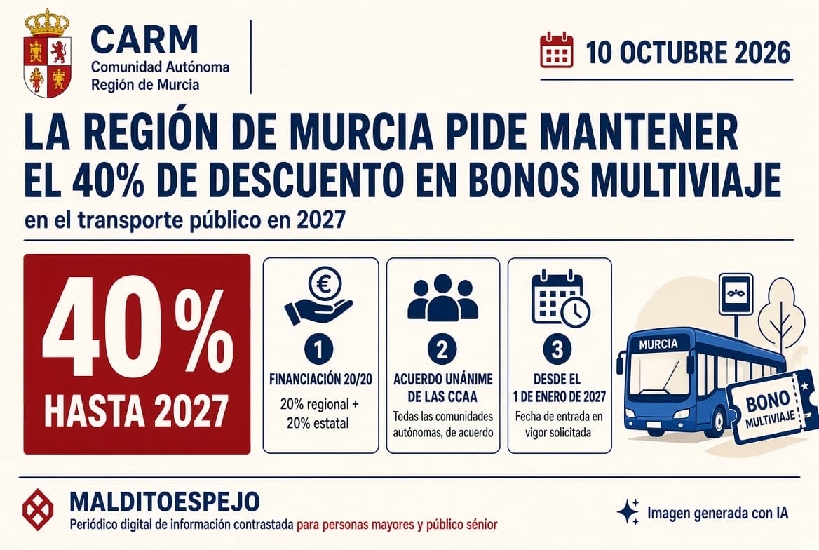 La Región pide al Ministerio mantener el 40 % de descuento en los bonos de transporte en 2027