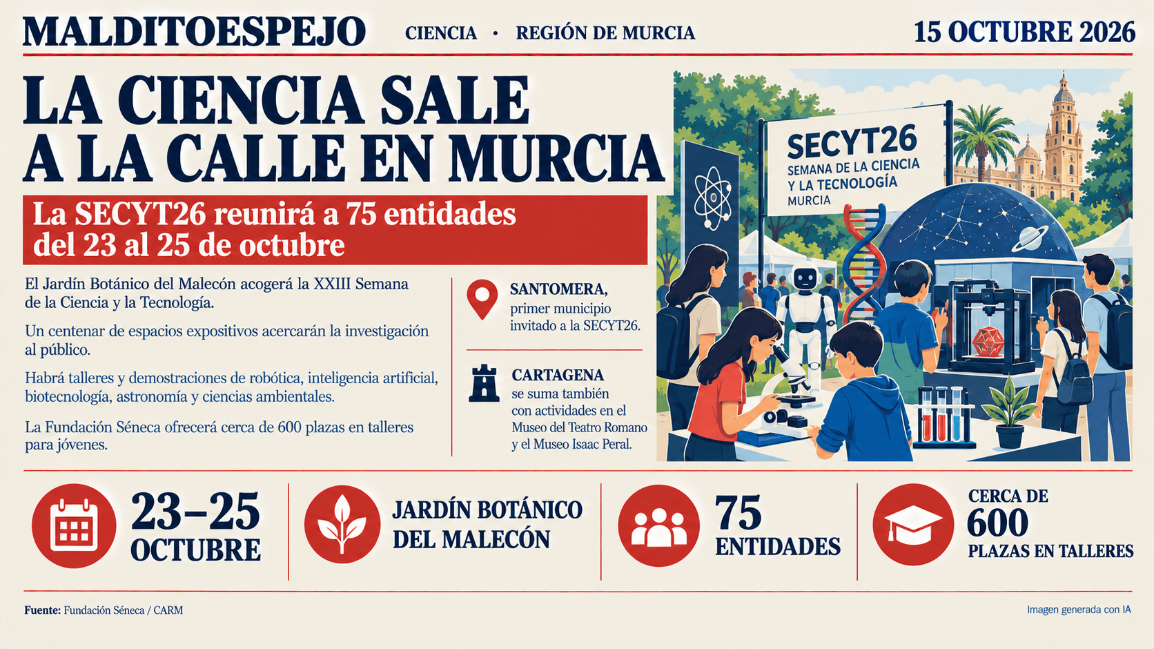 La XXIII Semana de la Ciencia y la Tecnología reunirá a 75 entidades del 23 al 25 de octubre