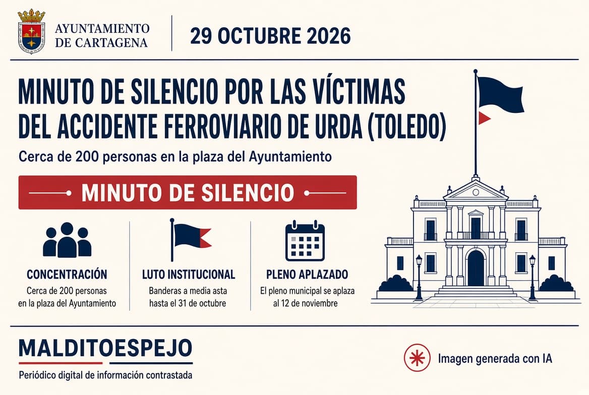 Cartagena guarda un minuto de silencio por las víctimas del accidente ferroviario de Urda
