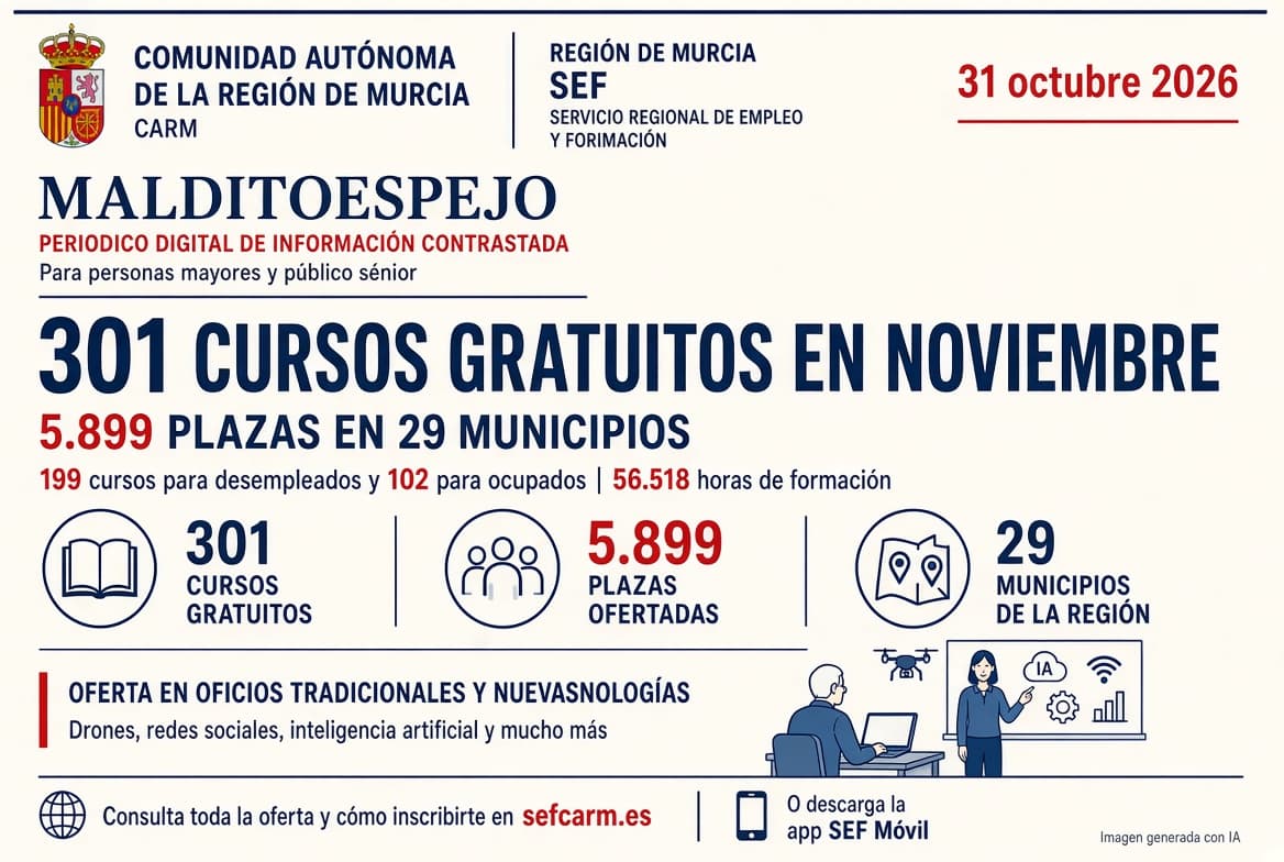El SEF ofrece 301 cursos gratuitos en noviembre para casi 6.000 personas